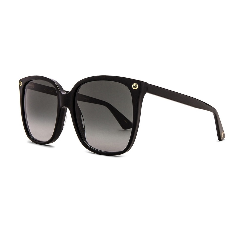 Gucci Black Square Sunglasses with Gold Accents